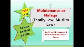 Muslim Law Maintenance Nafaqa