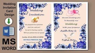 MS Word Tutorial: Wedding Card Design in MS Word 2019 | Marriage Invitation Card Word| AR Multimedia