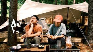 Summer Camping in the Cold fir Forest in the Heat