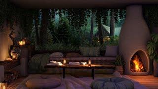 Get Cozy in This Rainy Forest Retreat – Warm Fireplace Ambience & Gentle Rain Sounds for Deep Sleep