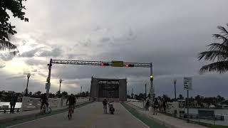 Miami Drawbridge opening and closing car view.