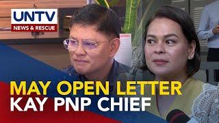 VP Sara, may open letter kay PNP chief; Pagbawi sa police escorts, tinawag na political harassment