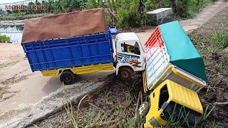 Balapan Kebut Kebutan Mobil Truk Rc Oleng Canter Fuso di Jalan Perkampungan, Isuzu NMR Elf Oleng