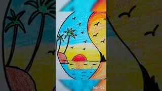 Sunrise and sunset drawing / easy circle drawing #shorts #viral #shortvideo