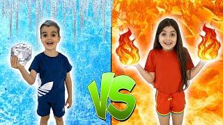 Hot vs cold - the children's version! who will win ? fire vs ice