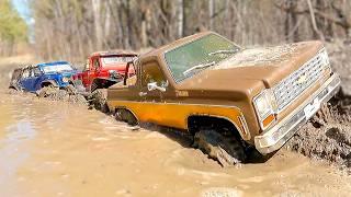 RC Car Mud Madness!  Chevrolet vs Ford vs Challenger in Sunny Off-Road Chaos! 