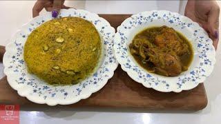 باقالی پلو با مرغ بسیار مجلسی.واقعا عالی شد.broad bean pilaf with chicken