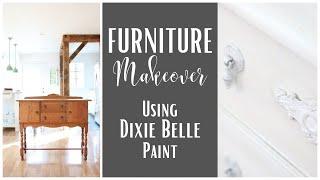 Dixie Belle Furniture Makeover ~ Dixie Belle Paint Tutorial ~ Buffet Makeover ~ Painted Furniture