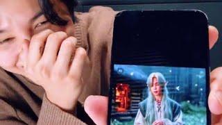 Jimin seeing AI pictures of himself