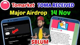 Tomarket  TGE | Blum Proof of Activity | Major Listing date | Tomarket Airdrop out listing value