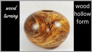 wood turning a olivewood hollow form