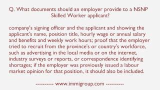 What documents should an employer provide to a NSNP Skilled Worker applicant?