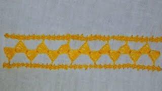 Hand embroidery borderline stitch tutorial,Amazing border line stitch,New border line embroidery