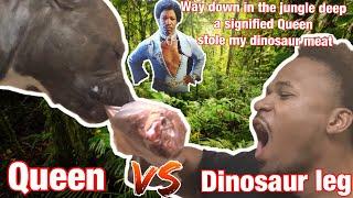 American bully: My dog vs Dinosaur Leg Challenge! Ultra Class Kennels