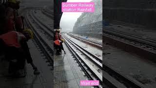 Sumber Railway Station Heavy Rain  ️Rail level checking #usbrlproject #viralvideo  #shortvideo