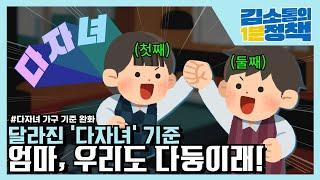 "2명도 다자녀" 특공부터 교육비 지원까지.. 더 탄탄해진 다둥이 혜택, 딱 1분만 보세요 | 김소통의 1분정책