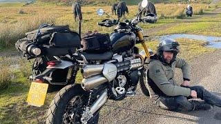 Starting a new adventure on the 2024 TRIUMPH SCRAMBLER 1200 XE. Initial ride reaction.