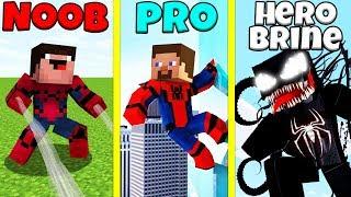 Minecraft Battle: NOOB vs PRO vs HEROBRINE: SPIDERMAN TURNING CHALLENGE / Animation