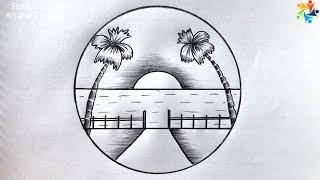 Nice Scenery in Circle || Pencil Drawing || sketch