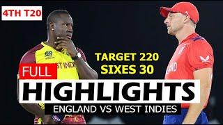 ENGLAND VS WEST INDIES 4TH T20 MATCH FULL HIGHLIGHTS 2024 | ENG VS WI