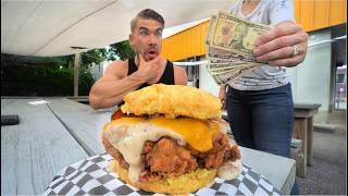 ONLY 1 MINUTE TO BEAT THIS $100 FRIED CHICKEN SANDWICH CHALLENGE | Joel Hansen