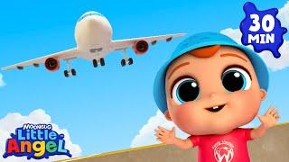 3-2-1 Take Off! ️ My First Airplane Trip | Little Angel | Nursery Rhymes for Babies