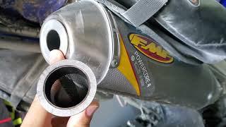 Quiet down FMF Powercore 4 exhaust with Quiet Core insert spark arrestor. EASY!