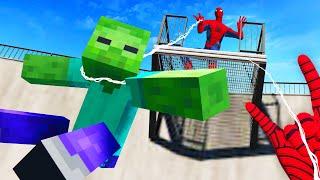 Spiderman HANGS Minecraft Zombies off a DAM... (Bonelab Mods)