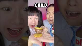 Adult VS Child Emoji Food Challenge ASMROREO #asmr  #funny #mukbang