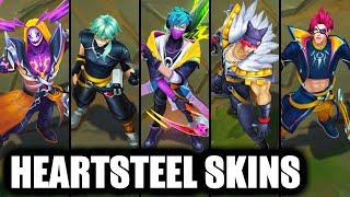 All New HEARTSTEEL Skins Spotlight Kayn Yone Aphelios Ezreal Sett K'Sante (League of Legends)