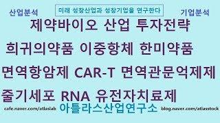 제약바이오 산업 투자전략 희귀의약품, 이중항체, 면역항암제, 면역관문억제제, CAR-T, 줄기세포, RNA, 유전자치료제 아틀라스산업연구소 성장산업 연구_주식투자
