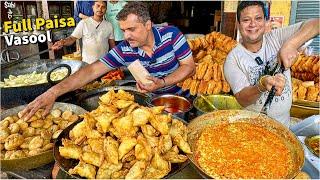 20/- Punjabi Street Food India | Amritsari Gold Bhurji, Ram Chole Samose