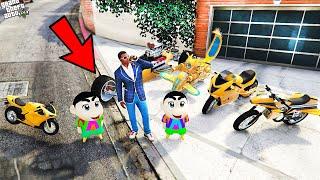 GTA 5 : Shinchan & Pinchan Stealing Gold Superbikes in GTA 5 ! (GTA 5 mods)