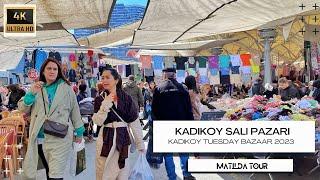 Walking tour at Kadikoy Tuesday bazaar (salı pazarı) ⎮Istanbul, Turkey ⎮April 2023⎮4K 30FPS