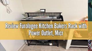 Review Furologee Kitchen Bakers Rack with Power Outlet, Microwave Oven Stand with Storage 4 Tiers, C