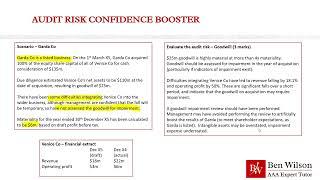 ACCA AAA Confidence Booster - Audit Risk and Procedures Question