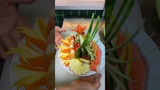 Amazing Watermelon  Apple and Orange Make Carving Cutting design Skills#Fruit platter#Knife Skills#