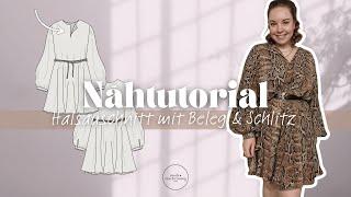 Nähtutorial Kleid Blossom - Step by Step Halsausschnitt mit Beleg und Schlitz nähen (easy to follow)