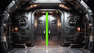 Spaceship door opening & closing - Green screen royalty free