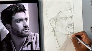 Drawing Vicky Kaushal Freehand Outline