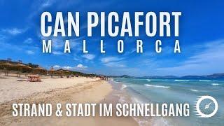 Mallorca Can Picafort  Beach and city walk in high speed (150 s)