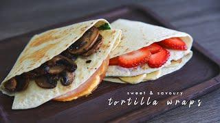 TIKTOK TORTILLA WRAPS HACK || 2 Ways Sweet & Savoury Tortilla Wraps || Breakfast & Dessert Wrap