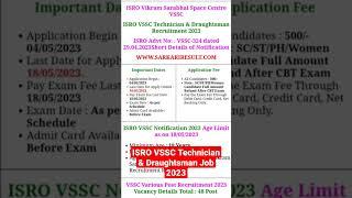 ISRO Vikram Sarabhai Space Centre VSSC Recruitment 2023 Apply Online Technician & Draughtsman Post