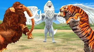 Mammoth Elephant Cow vs Giant Lion vs Zombie Tiger Wolf attack Cow Buffalo saved by Woolly Mammoth