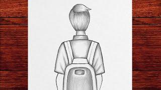 How to draw a Boy Backside with Bag | Pencil Drawing for Beginners | Step by Step Drawings