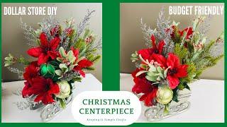 DOLLAR TREE CHRISTMAS CENTERPIECE FLORAL ARRANGEMENT DIY ELEGANT HIGH END HOME DECOR CRAFTS 