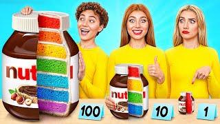 1, 10 of 100 Lagen Voedsel Uitdaging | Eetbare Strijd Multi DO Joy