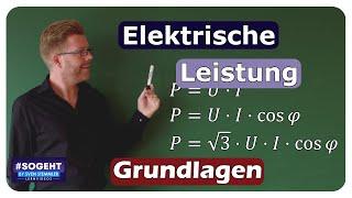 Formeln für die elektrische Leistung bei Gleich-, Wechsel- und Dreiphasenwechselspannung