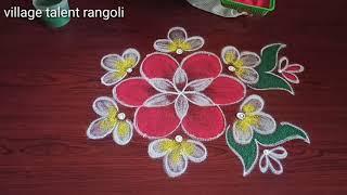 Aadi madham poo kolam|aadi velli kolam|padi kolam|Beautiful flower rangoli|easy muggulu with 5dots