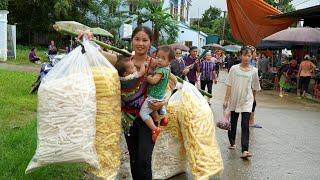 Duong Make popcorn to sell at the market with your child - encounter heavy rain and wind